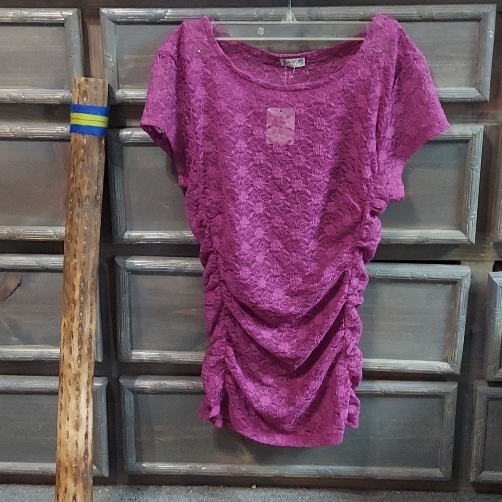 Free People Floral Top with Ruching Size M